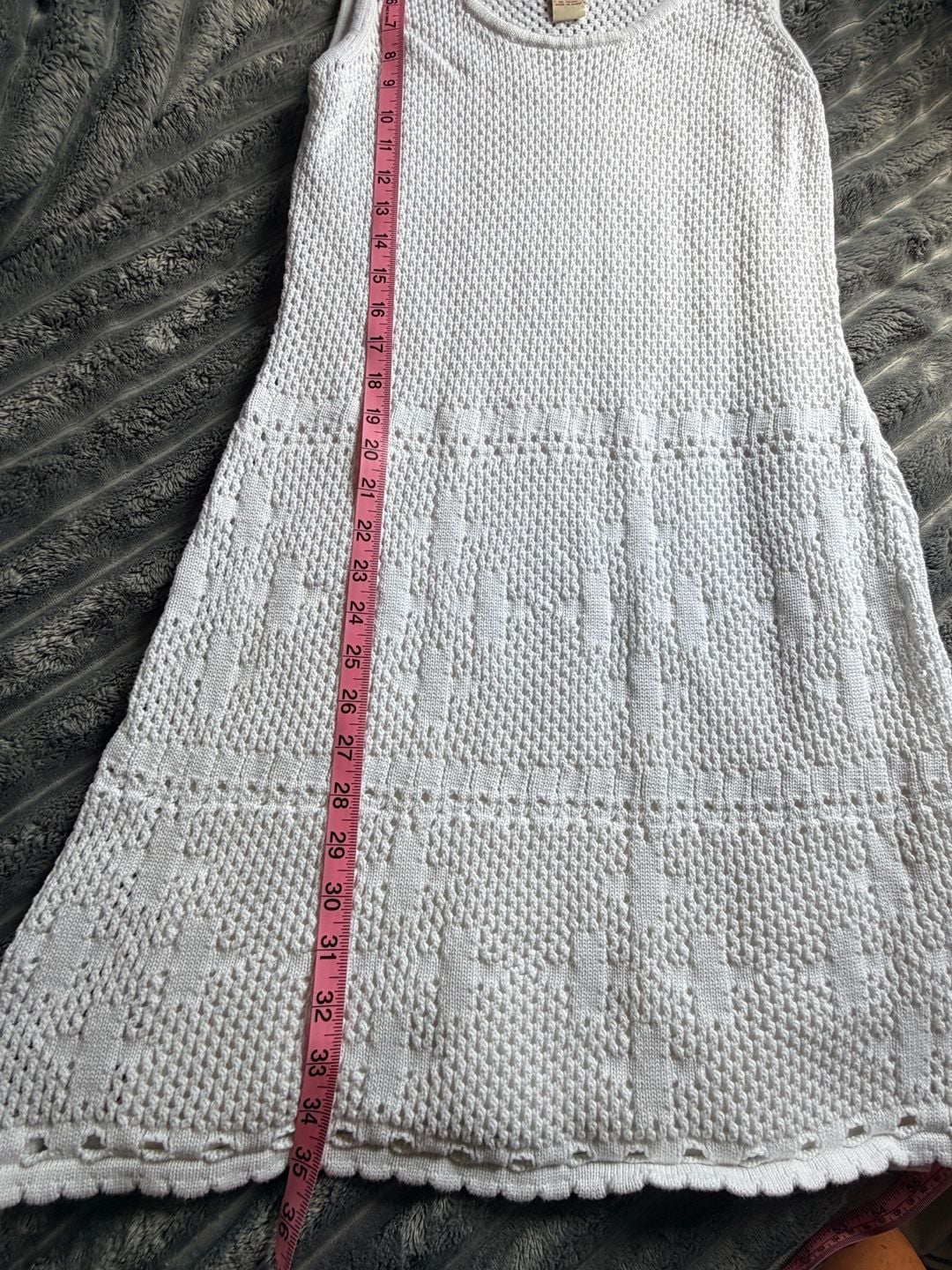 Sundance Sleeveless Crochet Mini Dress Size L White Cotton Resortwear Boho 7
