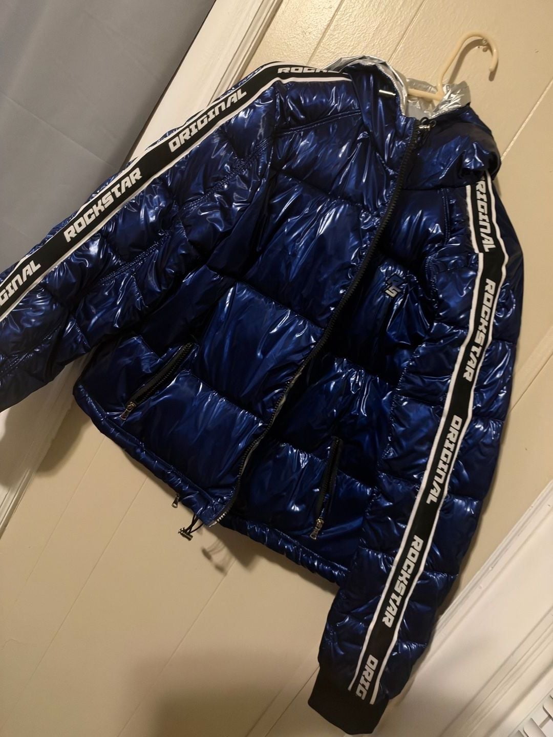 Rockstar Original Metallic Royal Blue Puffer Jacket Size 2XL 1