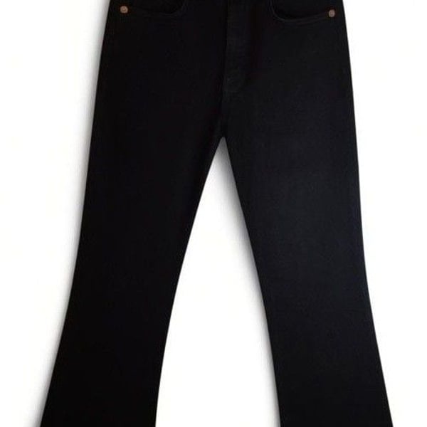 Zara Black High Rise Raw Hem Flare Jeans Size 10