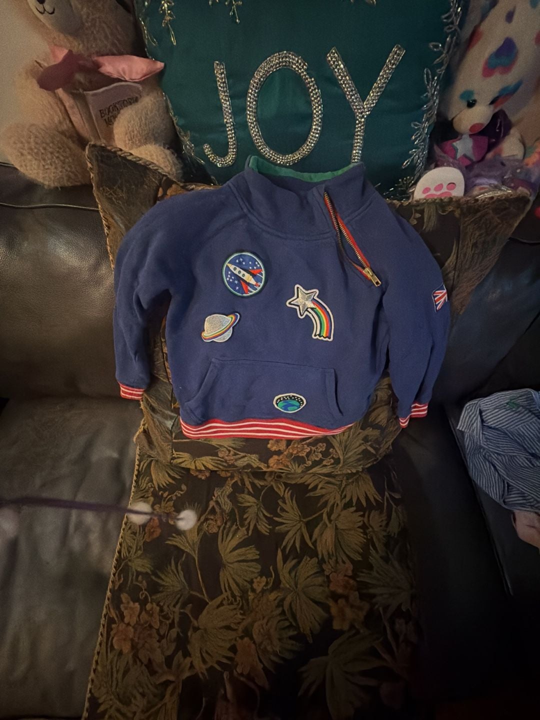 Mini Boden Space Applique Sweatshirt Size 4-5Y Blue Hoodie 2