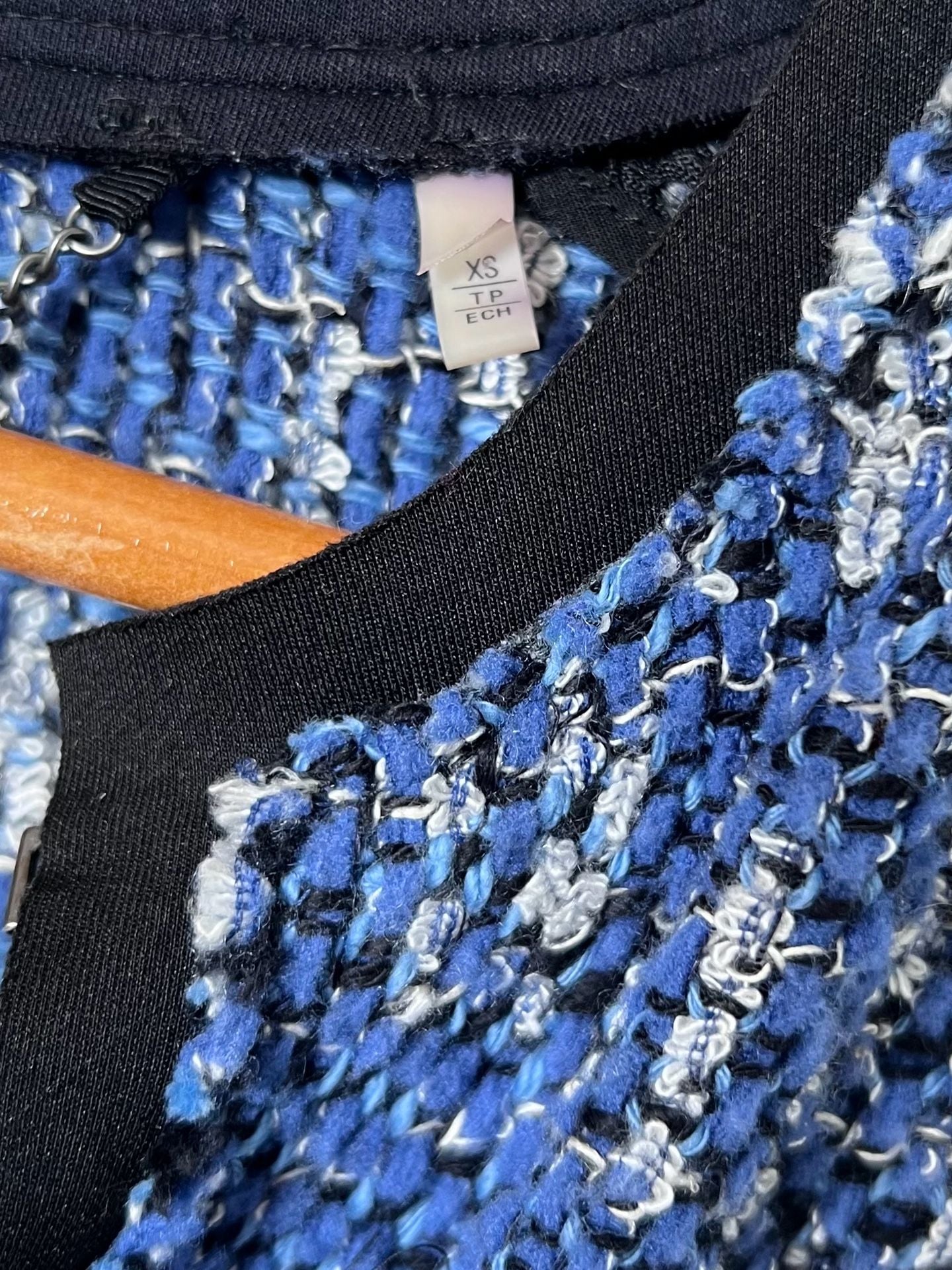 Elie Tahari XS Blue Tweed Mesh Long Vest Jacket Open Knit Avant Garde 7