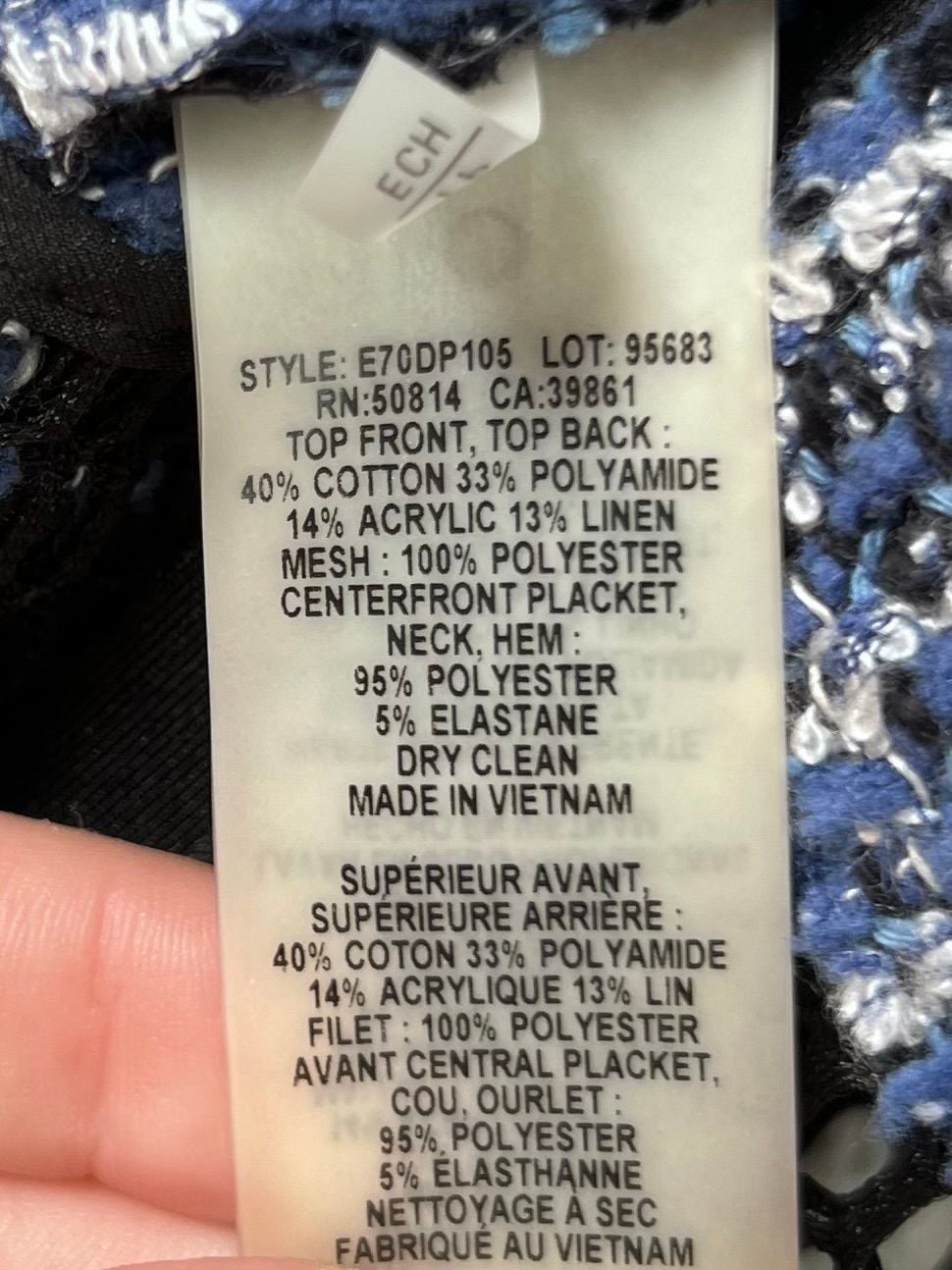 Elie Tahari XS Blue Tweed Mesh Long Vest Jacket Open Knit Avant Garde 10