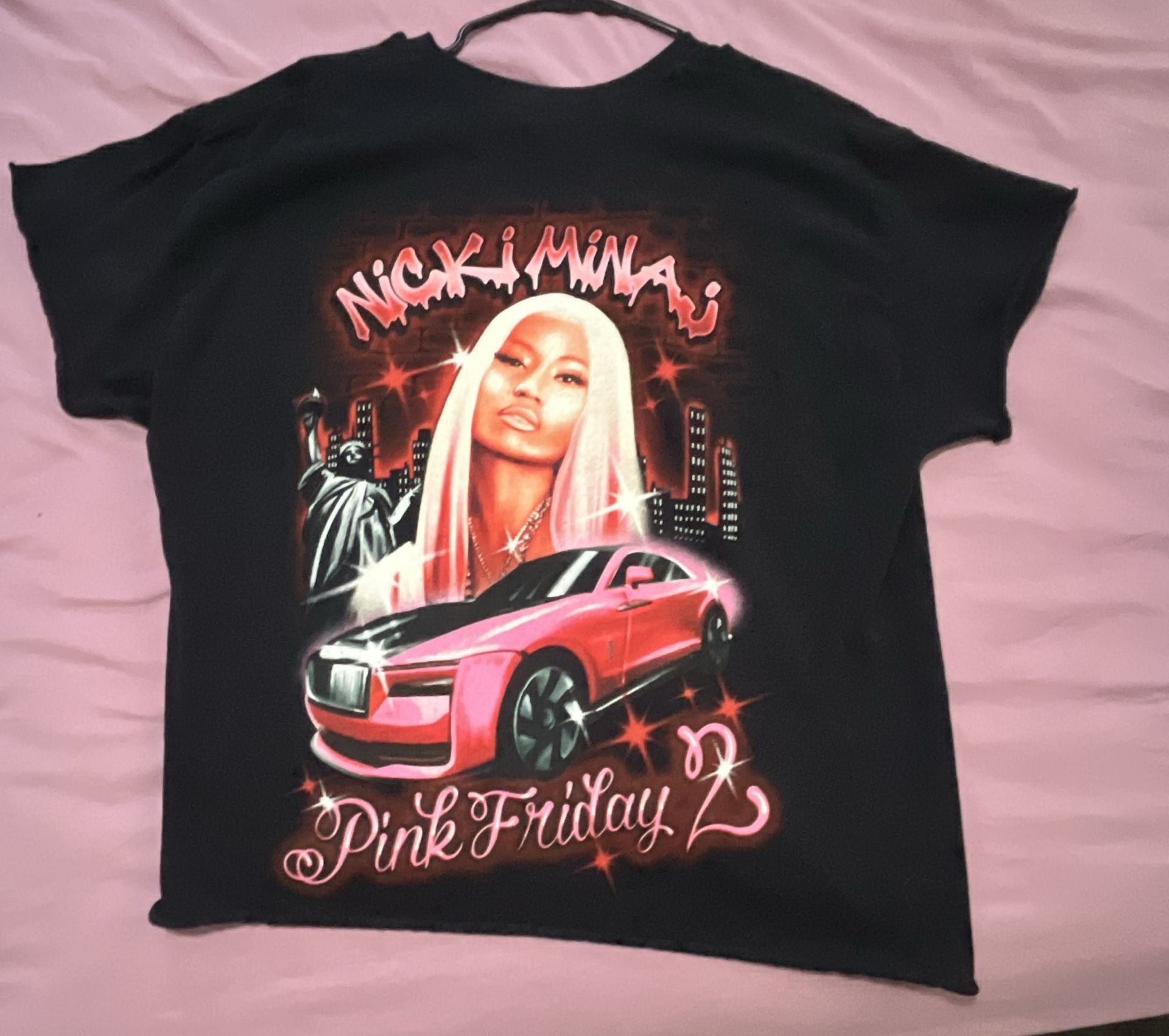 Nicki Minaj Pink Friday 2 Airbrush Graphic T-Shirt Black 1