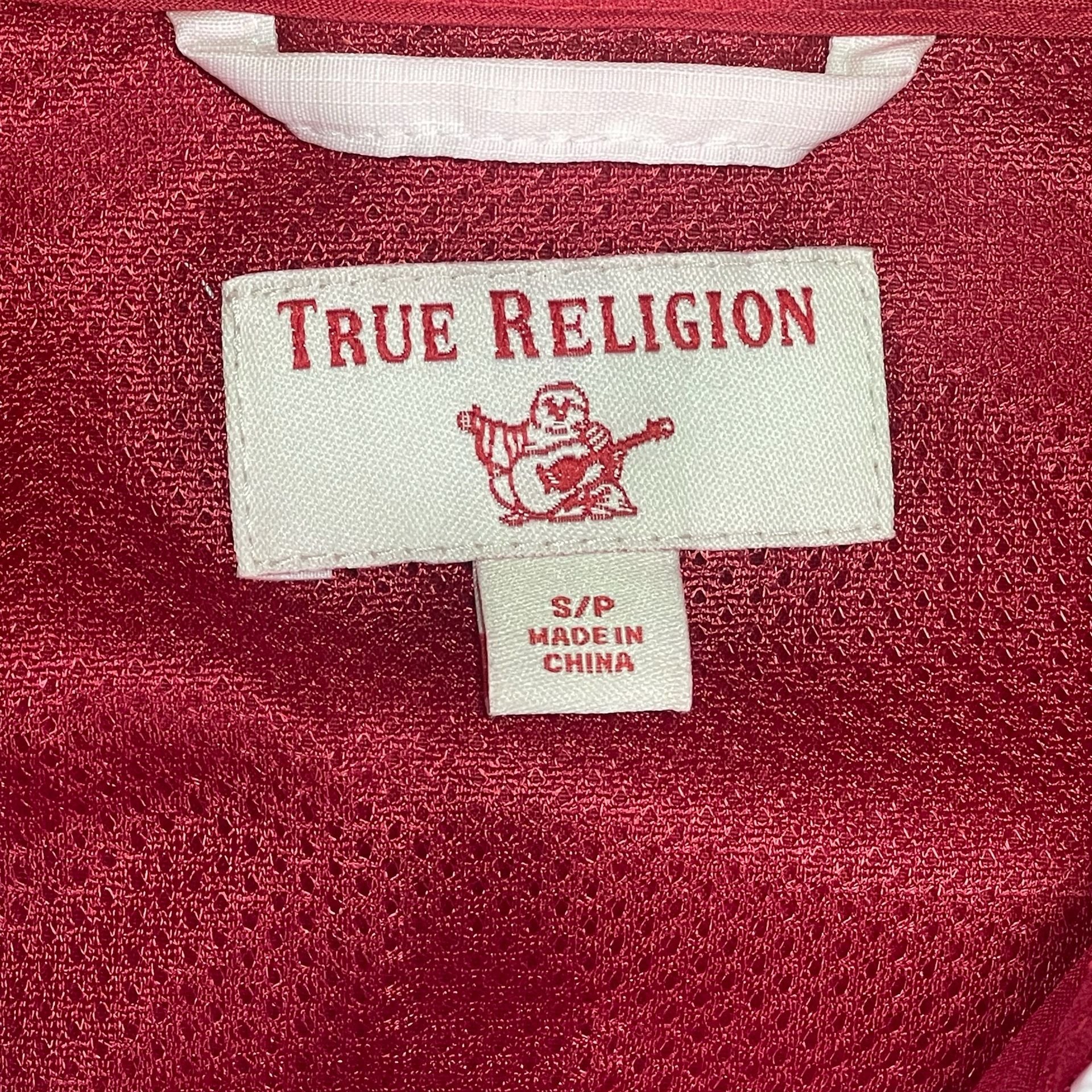 True Religion Color block Hooded Windbreaker Jacket Size L Red White Blue 4