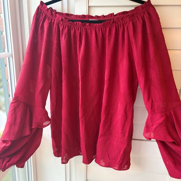 Michael Kors Peasant Flowy Boho Whimsy Holiday Top 2-in-1 On or Off Shoulder