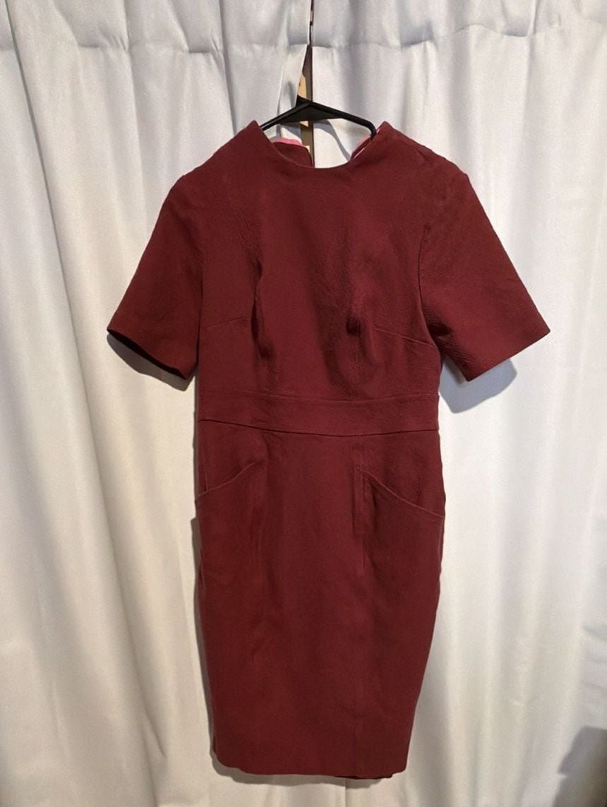 Boden Sheath Dress Size US 8R Maroon Short Sleeve 2