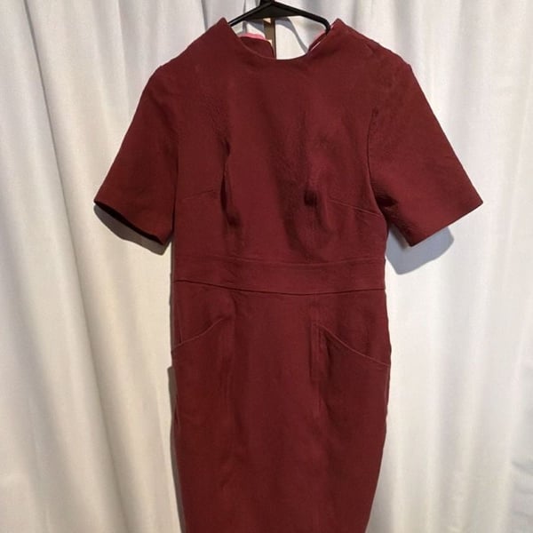 Boden Sheath Dress Size US 8R Maroon Short Sleeve