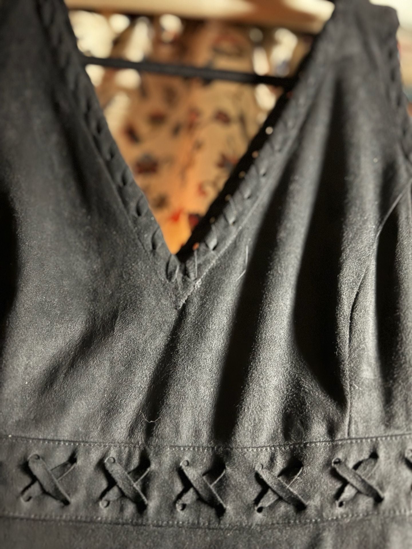 Idyllwind Faux Suede Fringe Dress Size XL Black Sleeveless 4