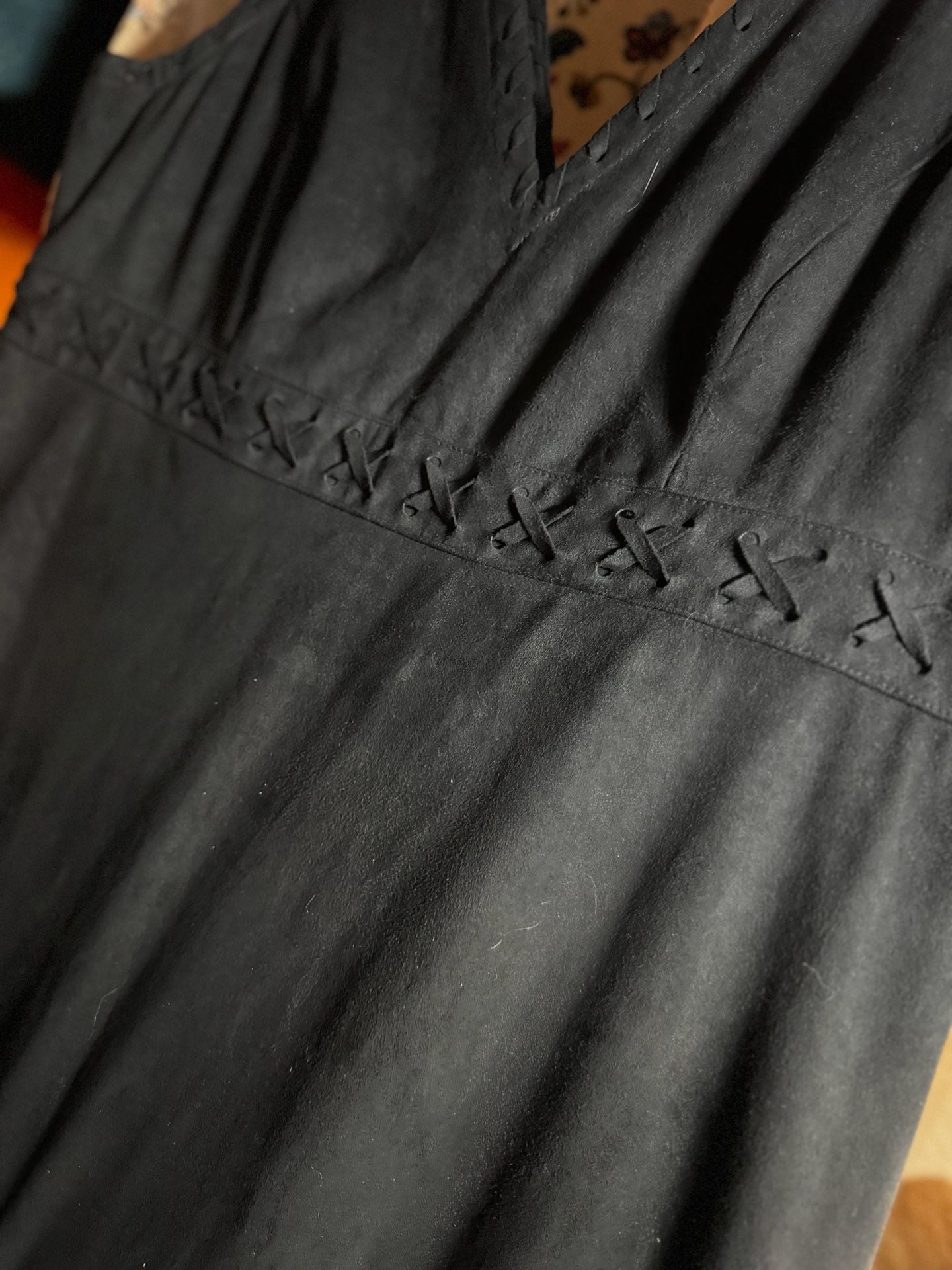 Idyllwind Faux Suede Fringe Dress Size XL Black Sleeveless 5