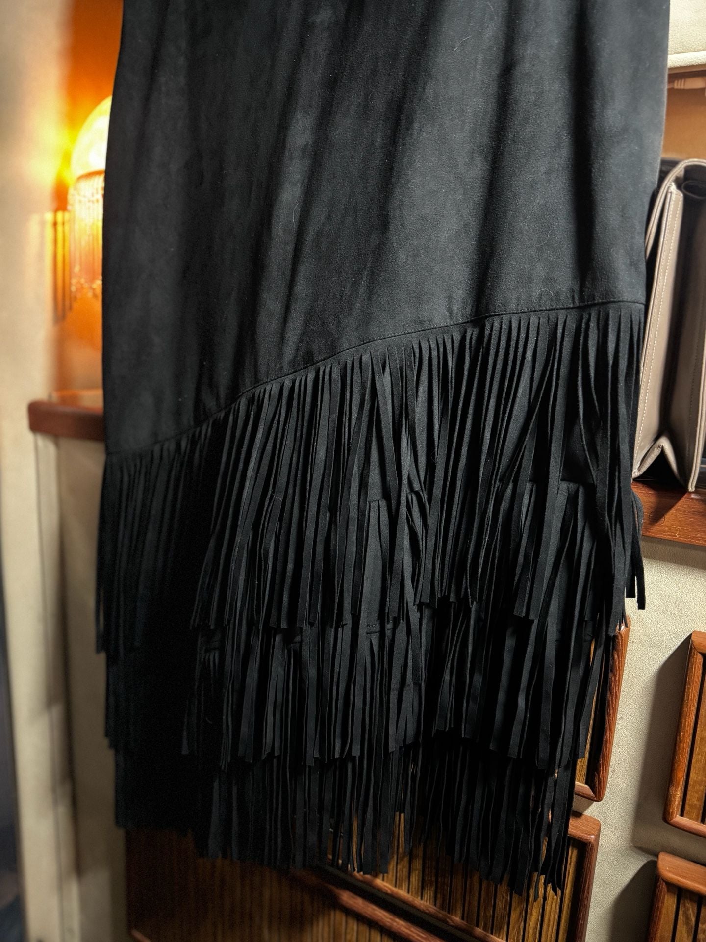 Idyllwind Faux Suede Fringe Dress Size XL Black Sleeveless 8