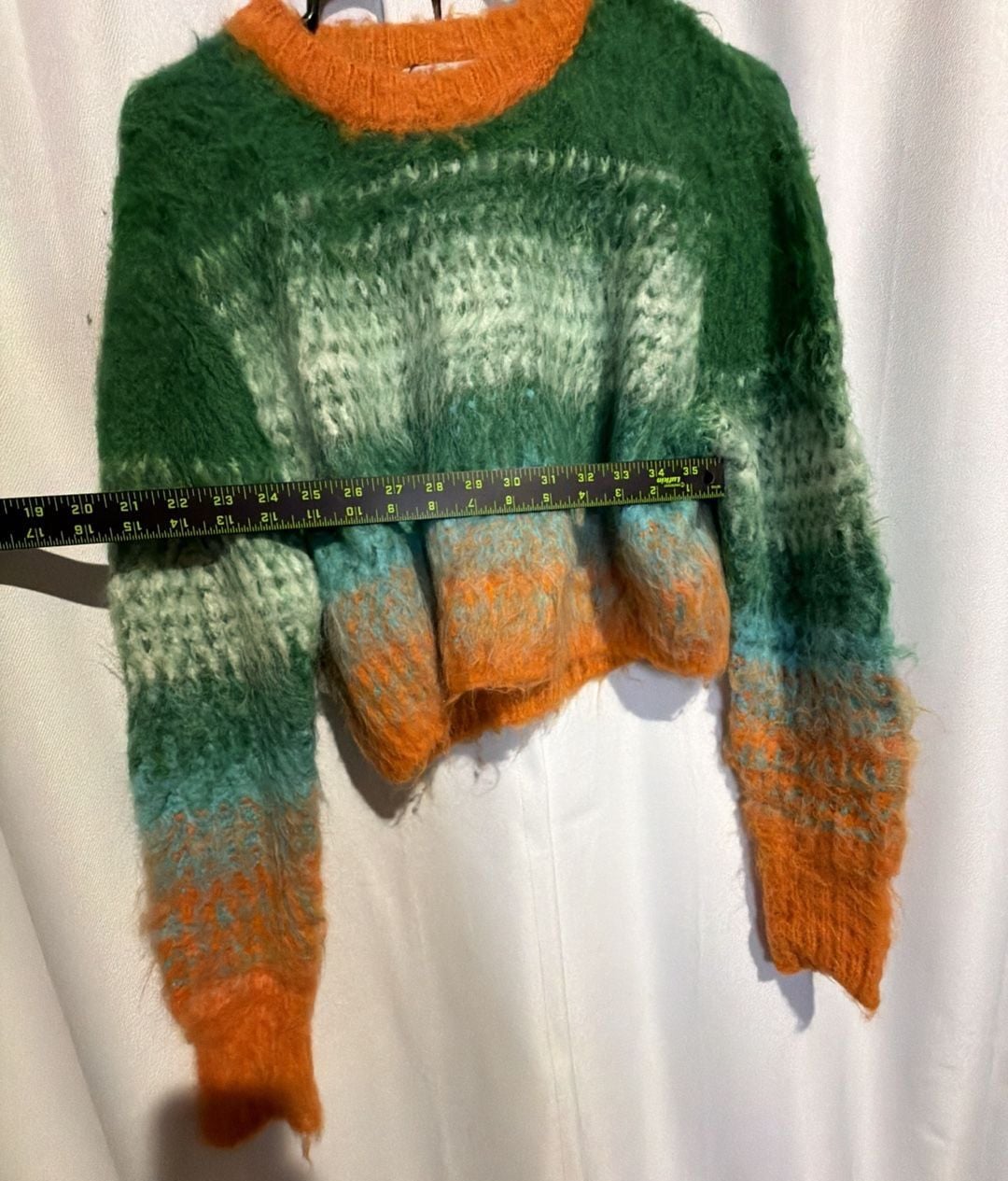 Zara Brushed Effect Knit Sweater Size S Green Orange Ombre 4