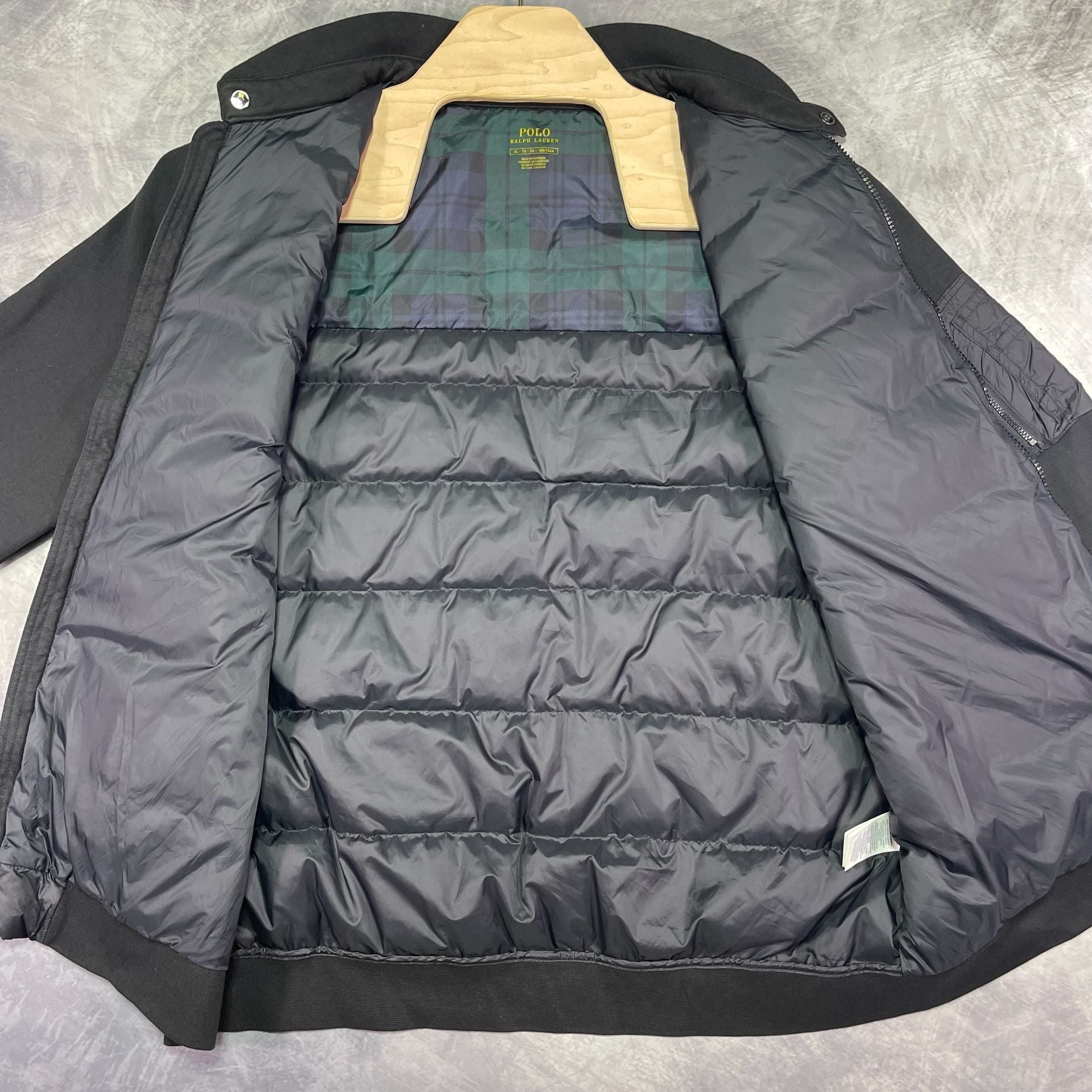 Polo Ralph Lauren Hybrid Bomber Jacket XL Black Puffer Down Full Zip 10