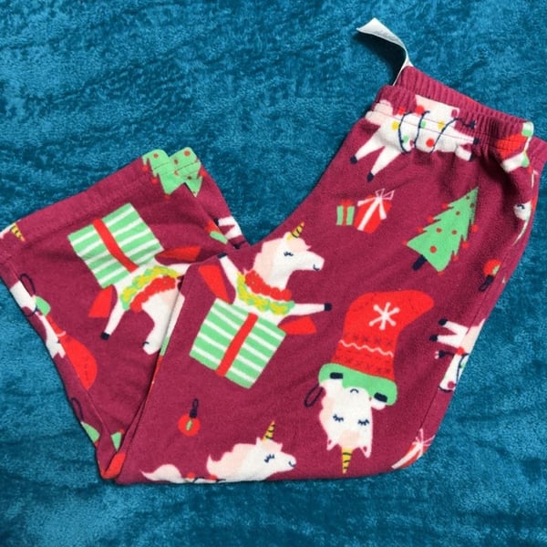 Carter's Christmas Unicorn Pajama Pants Size 4T Red Fleece