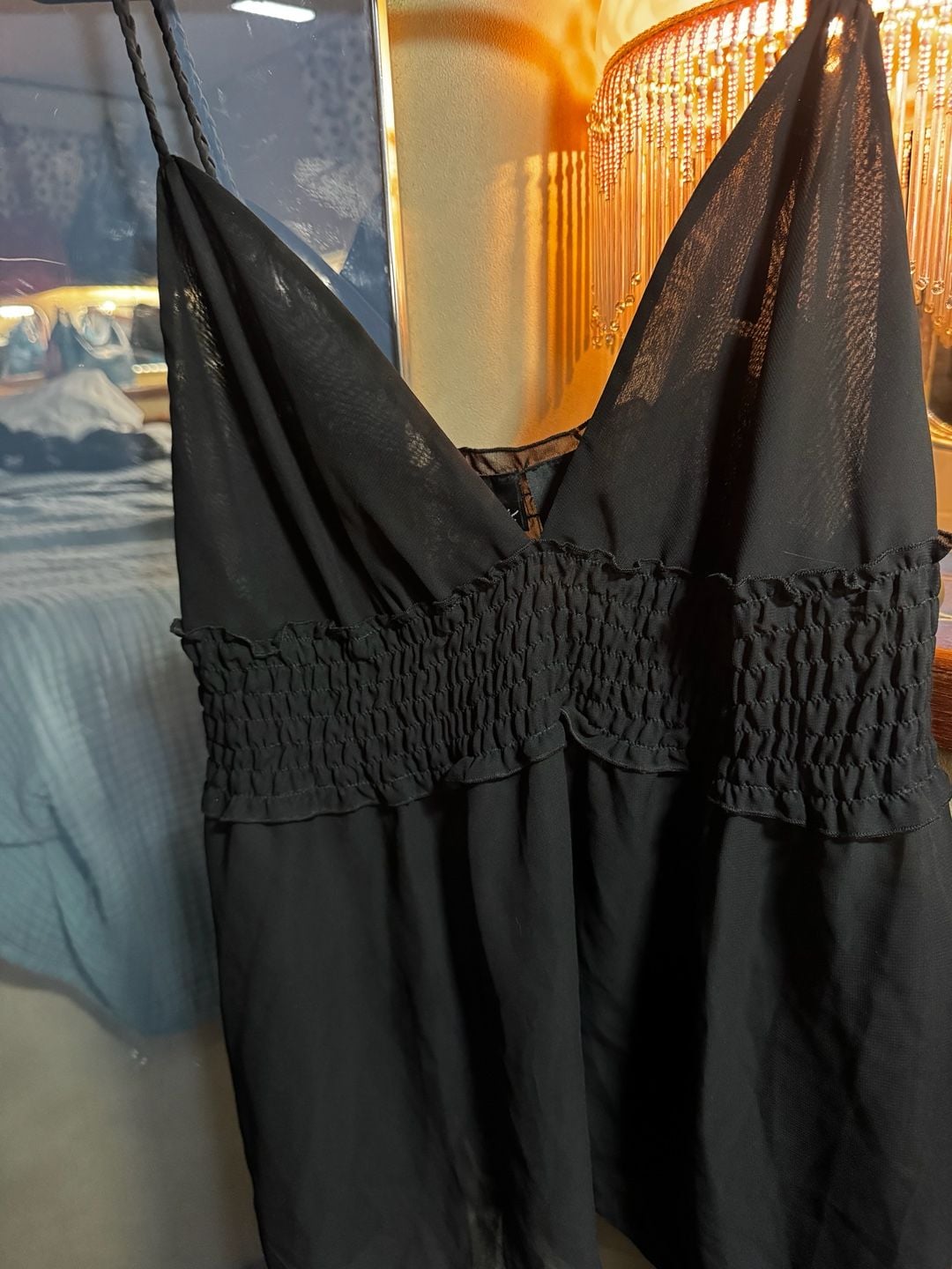 Madison Intimates Size L Black Mesh Babydoll Cami Top 3