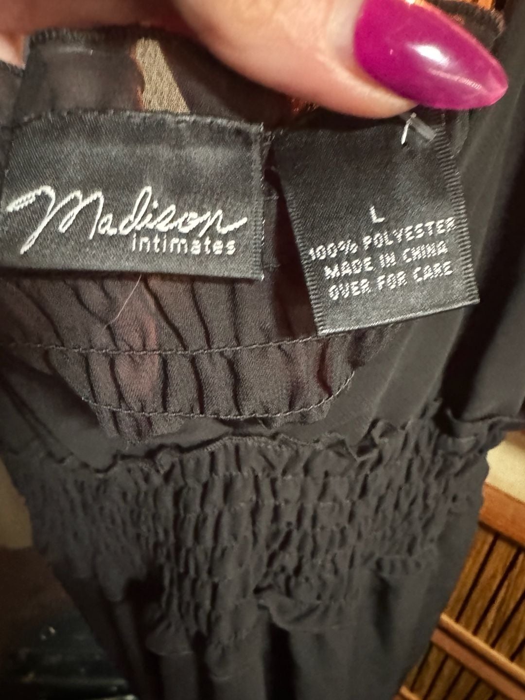 Madison Intimates Size L Black Mesh Babydoll Cami Top 4