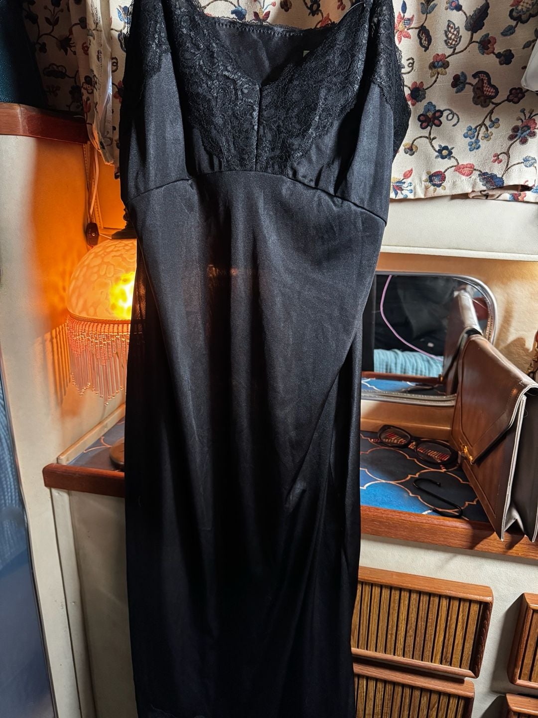 VTG Dixie Belle Slip Dress Style 4514 Size 38 Black Antron Nylon Lace 4