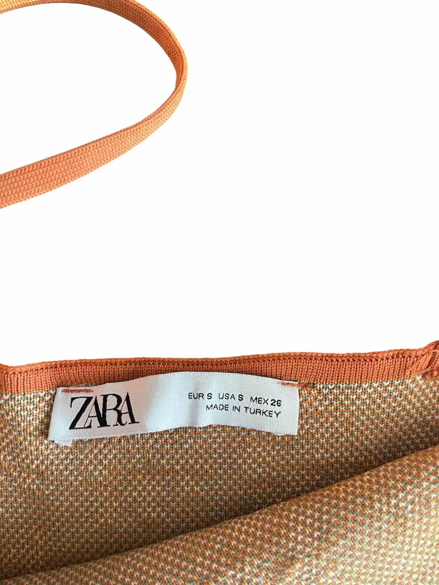 Zara Knit Crop Tank Top Size S Orange Floral Jacquard 5