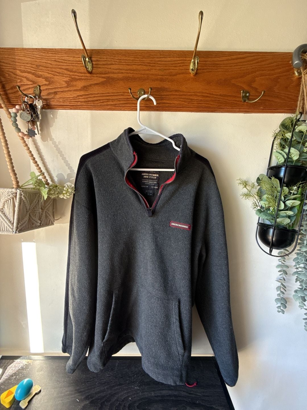 Vintage Abercrombie & Fitch Quarter Zip Fleece Size L Grey Pullover 1