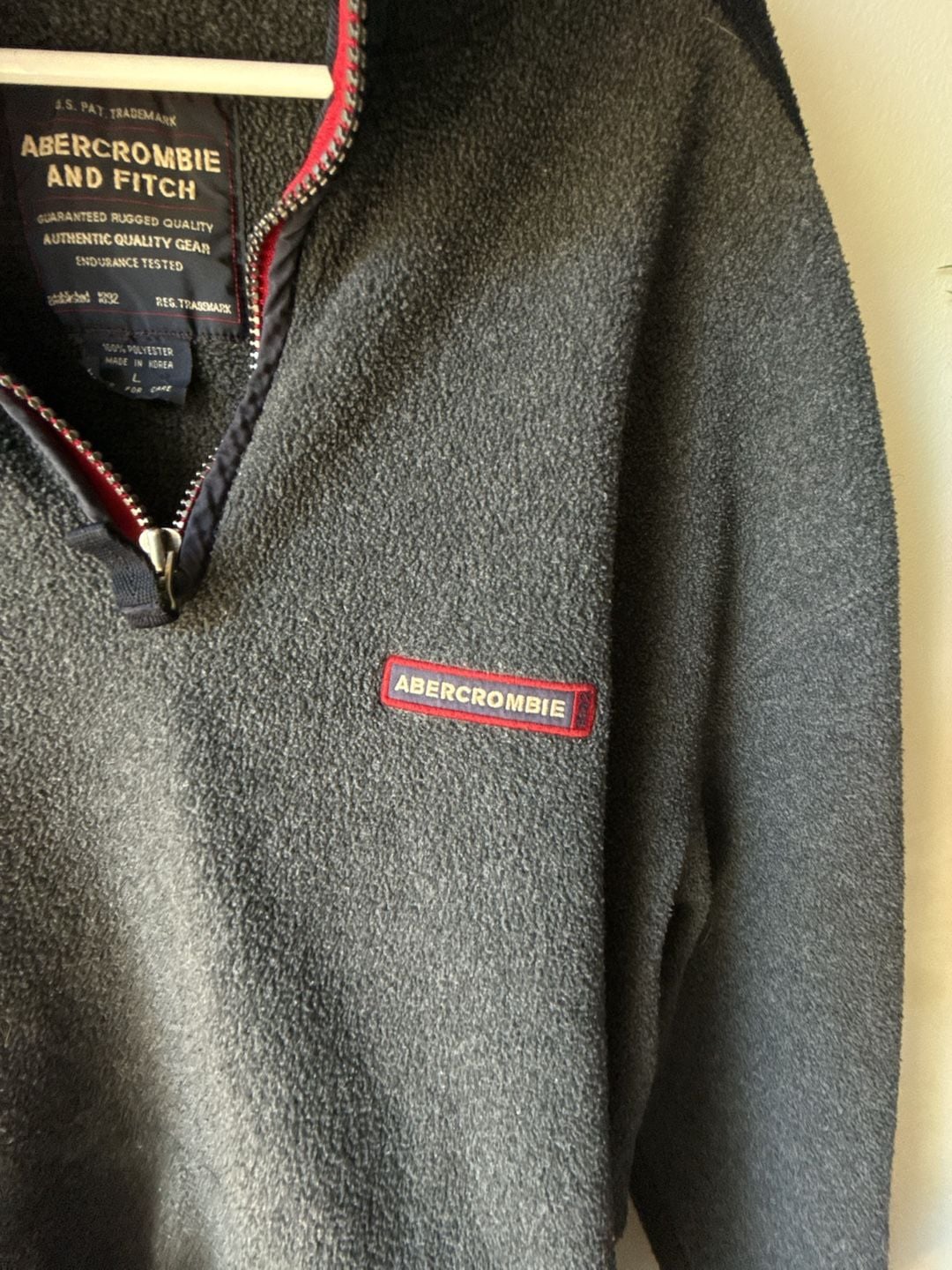 Vintage Abercrombie & Fitch Quarter Zip Fleece Size L Grey Pullover 2