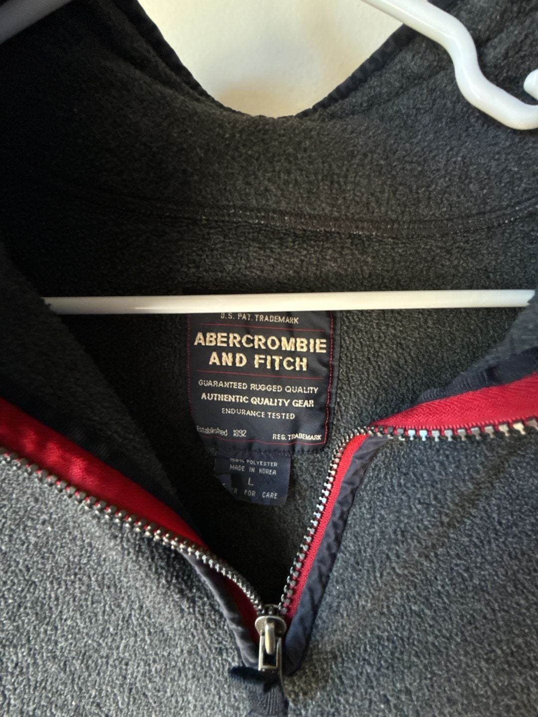 Vintage Abercrombie & Fitch Quarter Zip Fleece Size L Grey Pullover 3