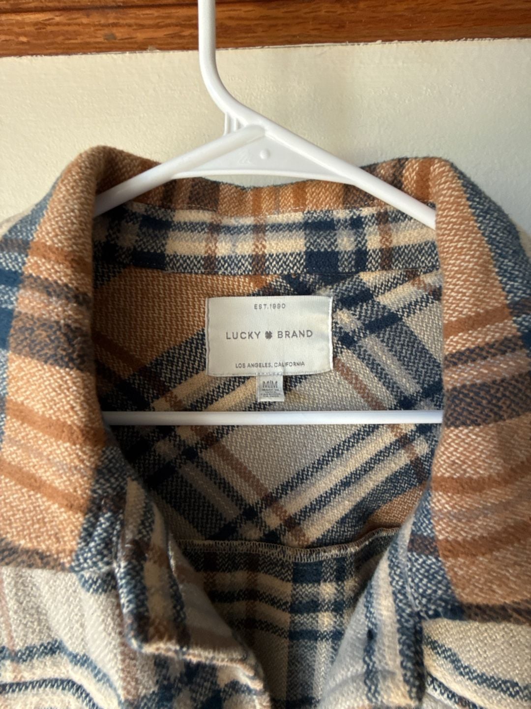 The Perfect Fall π Flannel Plaid Shacket Size M Brown Blue 4