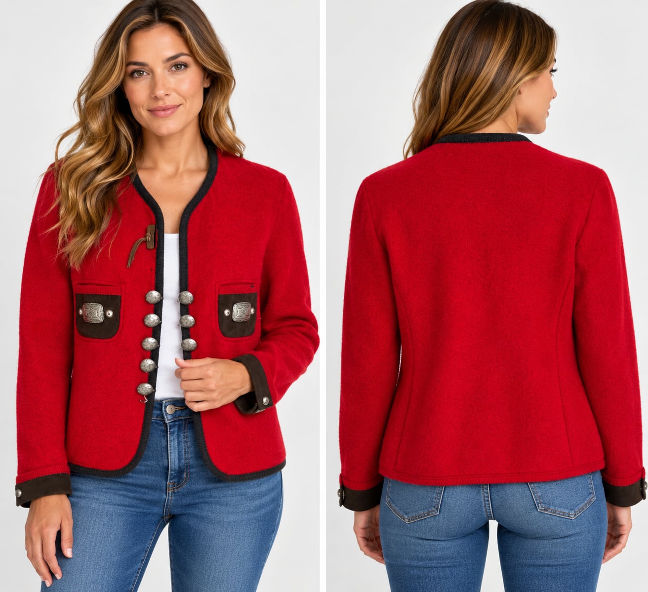 VTG Wesenjak Austrian Wool Jacket Size 12Red Trachten 2