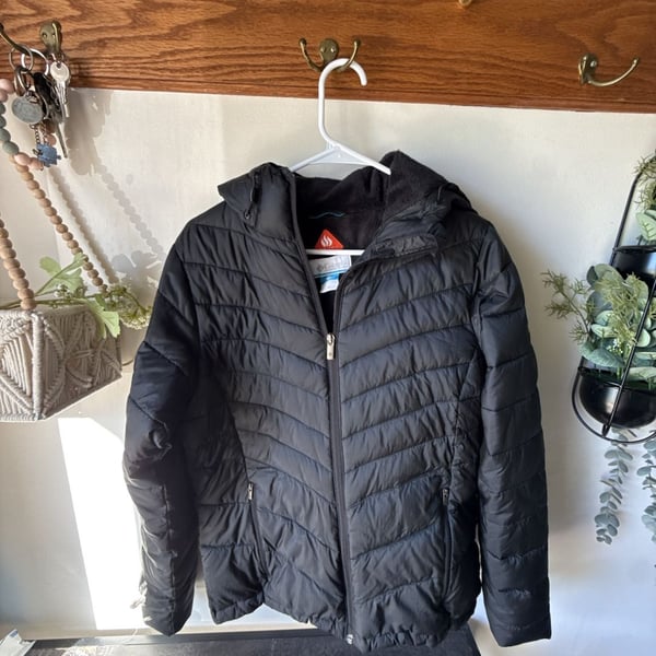 Columbia Omni-Heat Heavenly Hooded Jacket Size M Black