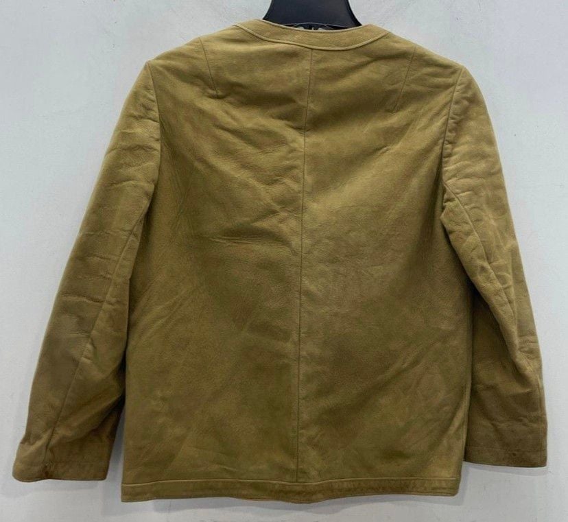 MAY-D&F Suede Leather Jacket Tan Button Up 3