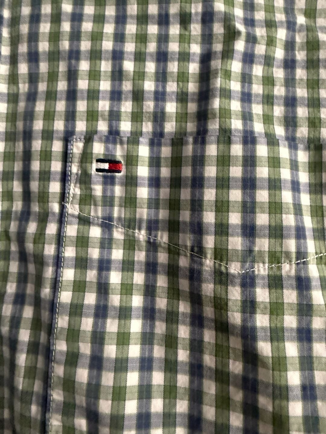 Tommy Hilfiger Green Blue Gingham Long Sleeve Button Down Shirt 3