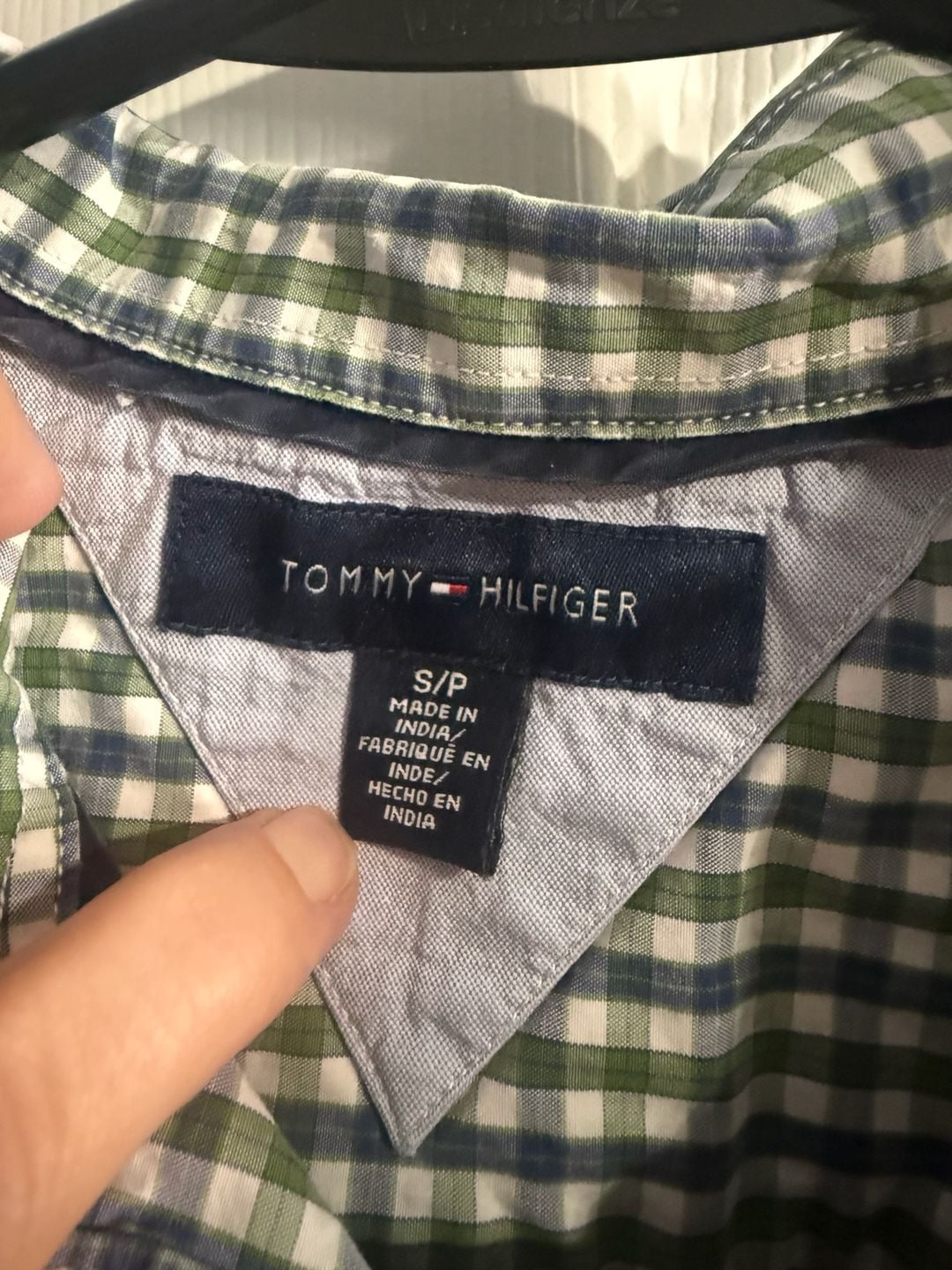 Tommy Hilfiger Green Blue Gingham Long Sleeve Button Down Shirt 4
