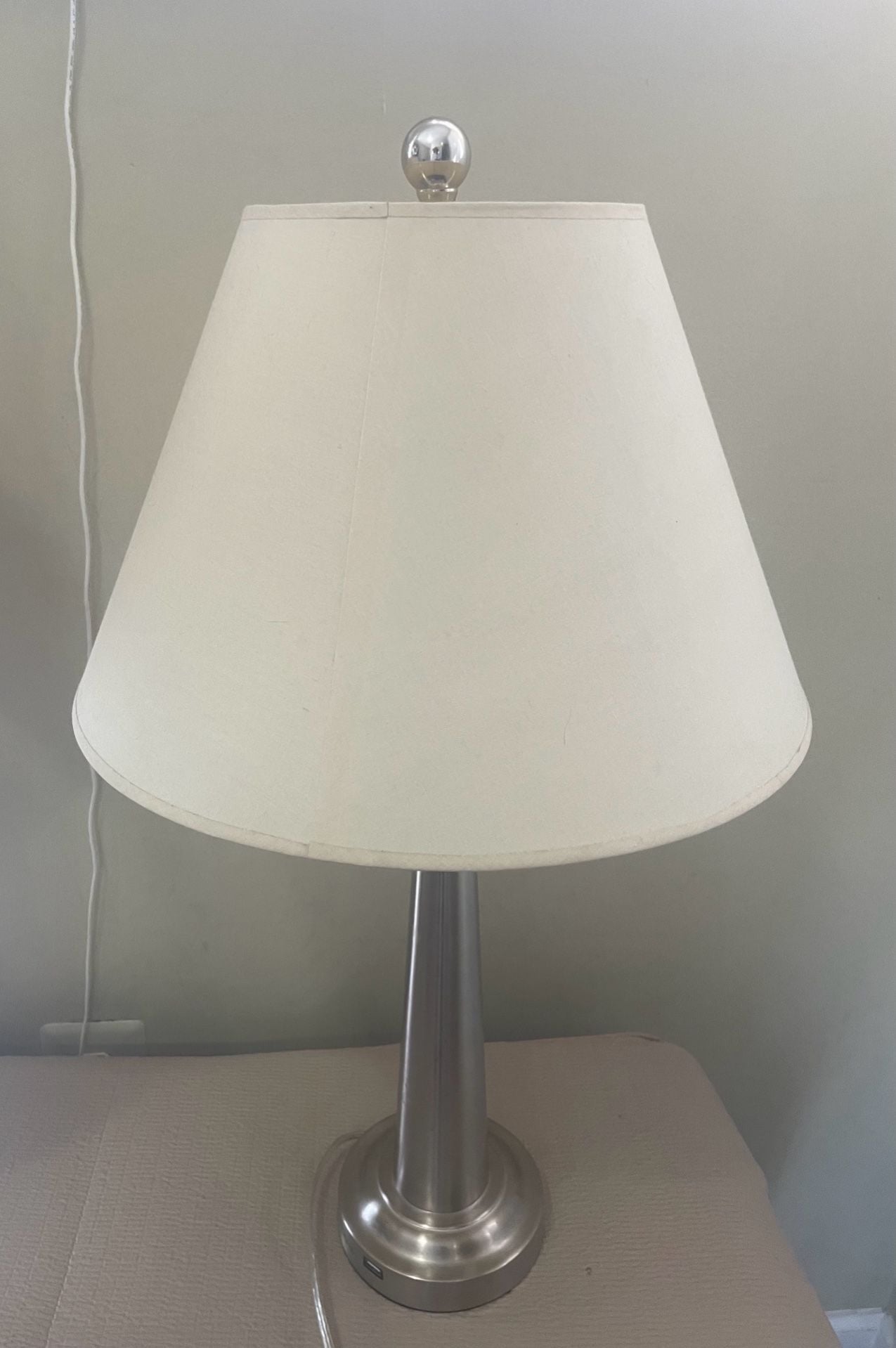 Modern Brushed Nickel Table Lamp with USB Port 1