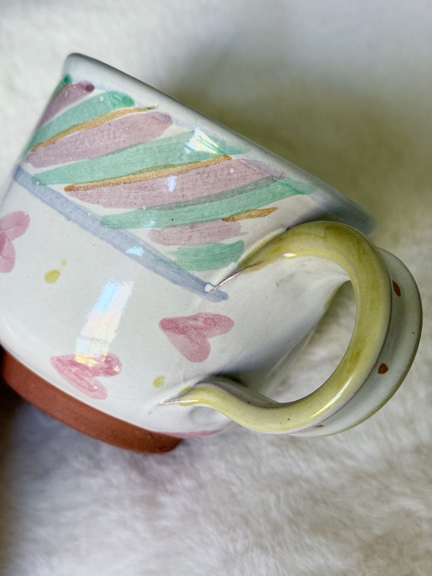 Vintage Hand Painted Italian Pottery Ceramic Coffee Mugs Set of Two 4