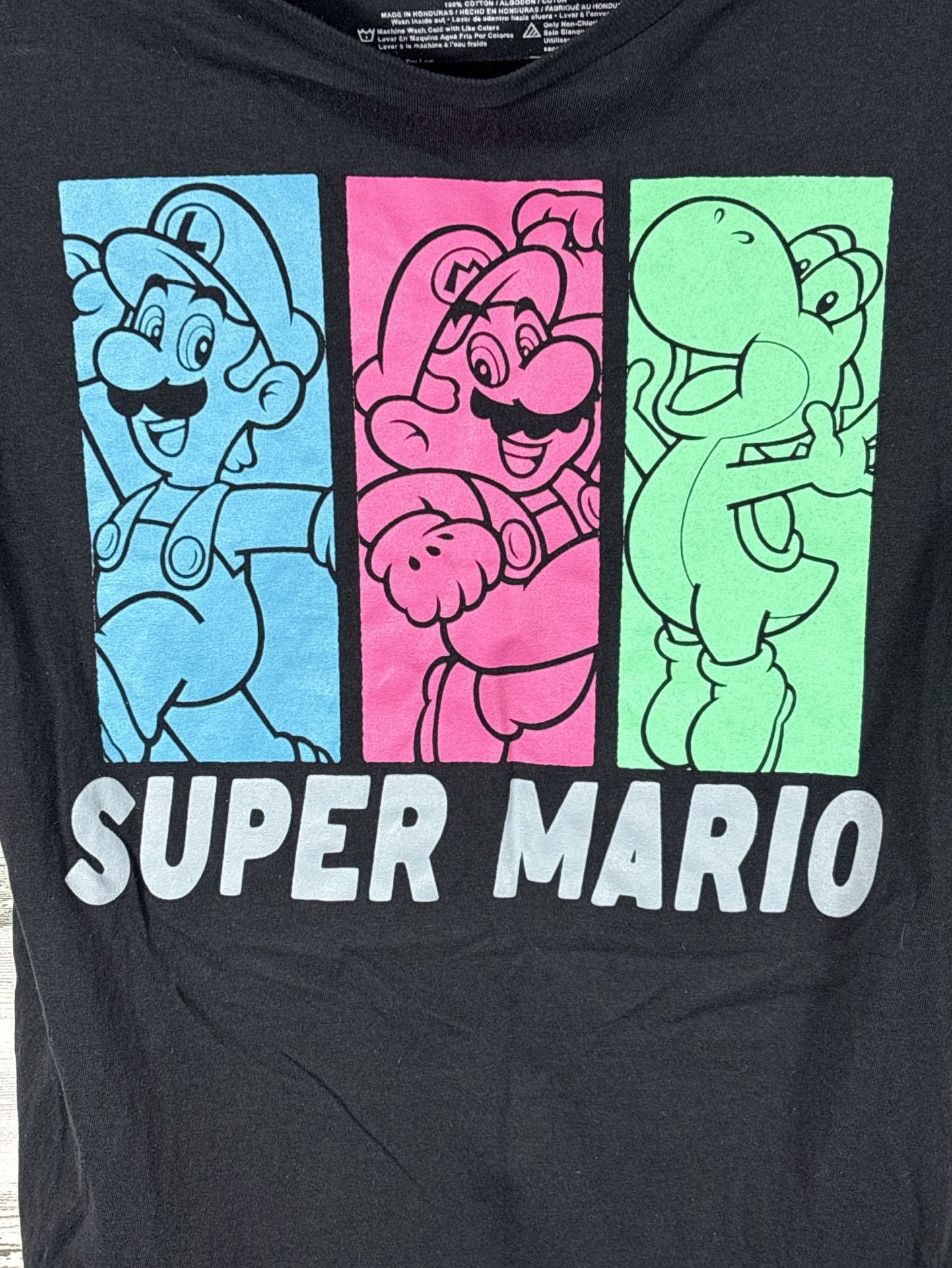 Super Mario T-Shirt Size S (34/36) Black Graphic Tee Yoshi Luigi 5