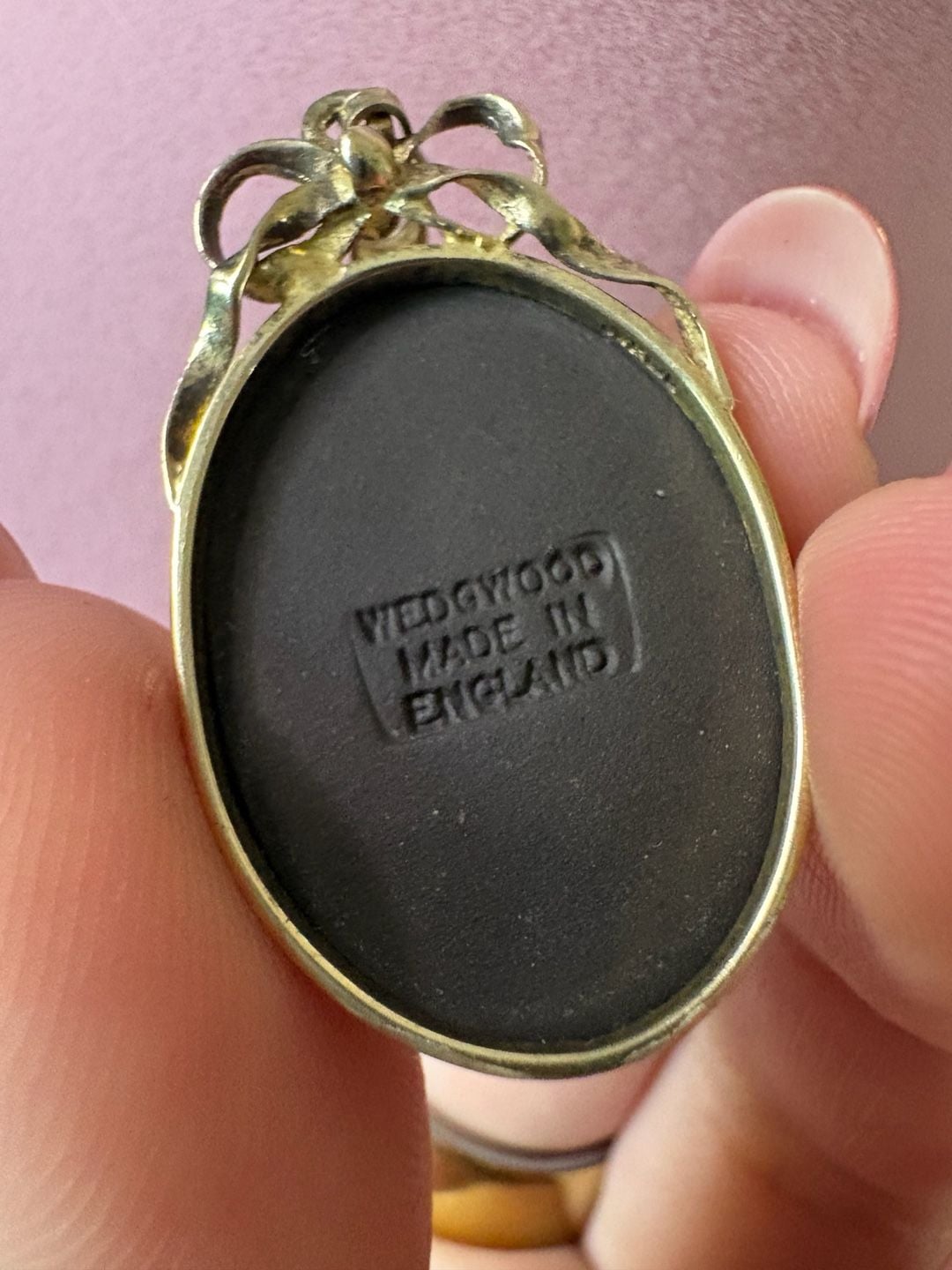 Wedgwood Vintage Mother Love Black Basalt Cameo Pendant Sterling Silver 8