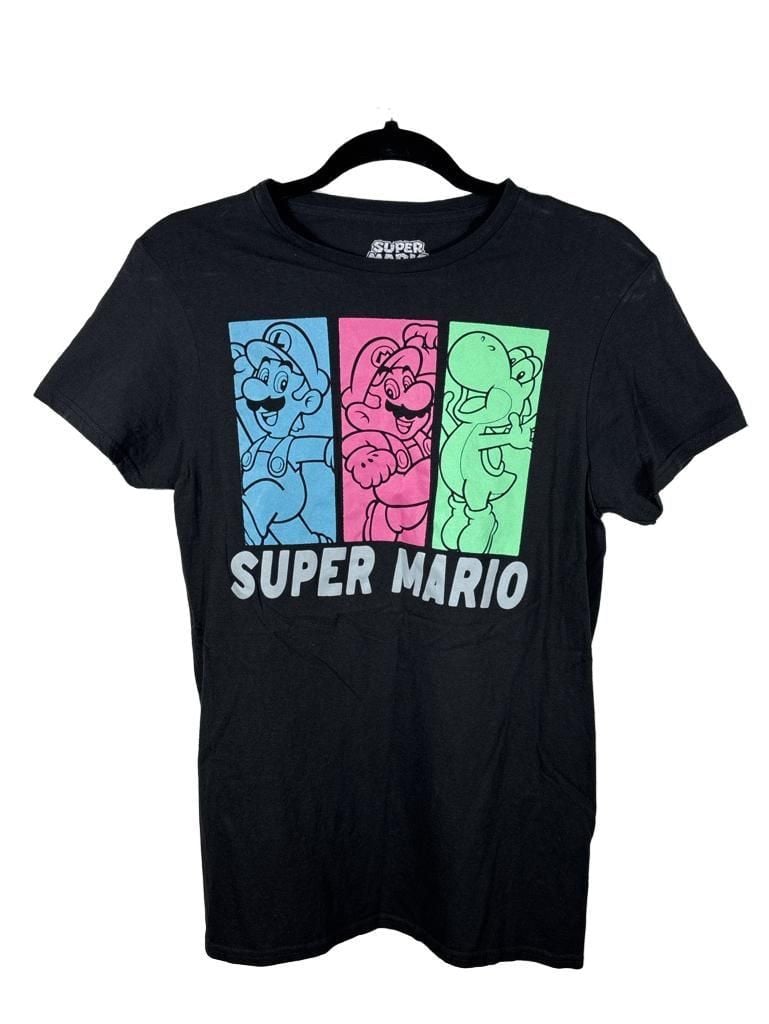 Super Mario T-Shirt Size S (34/36) Black Graphic Tee Yoshi Luigi 1