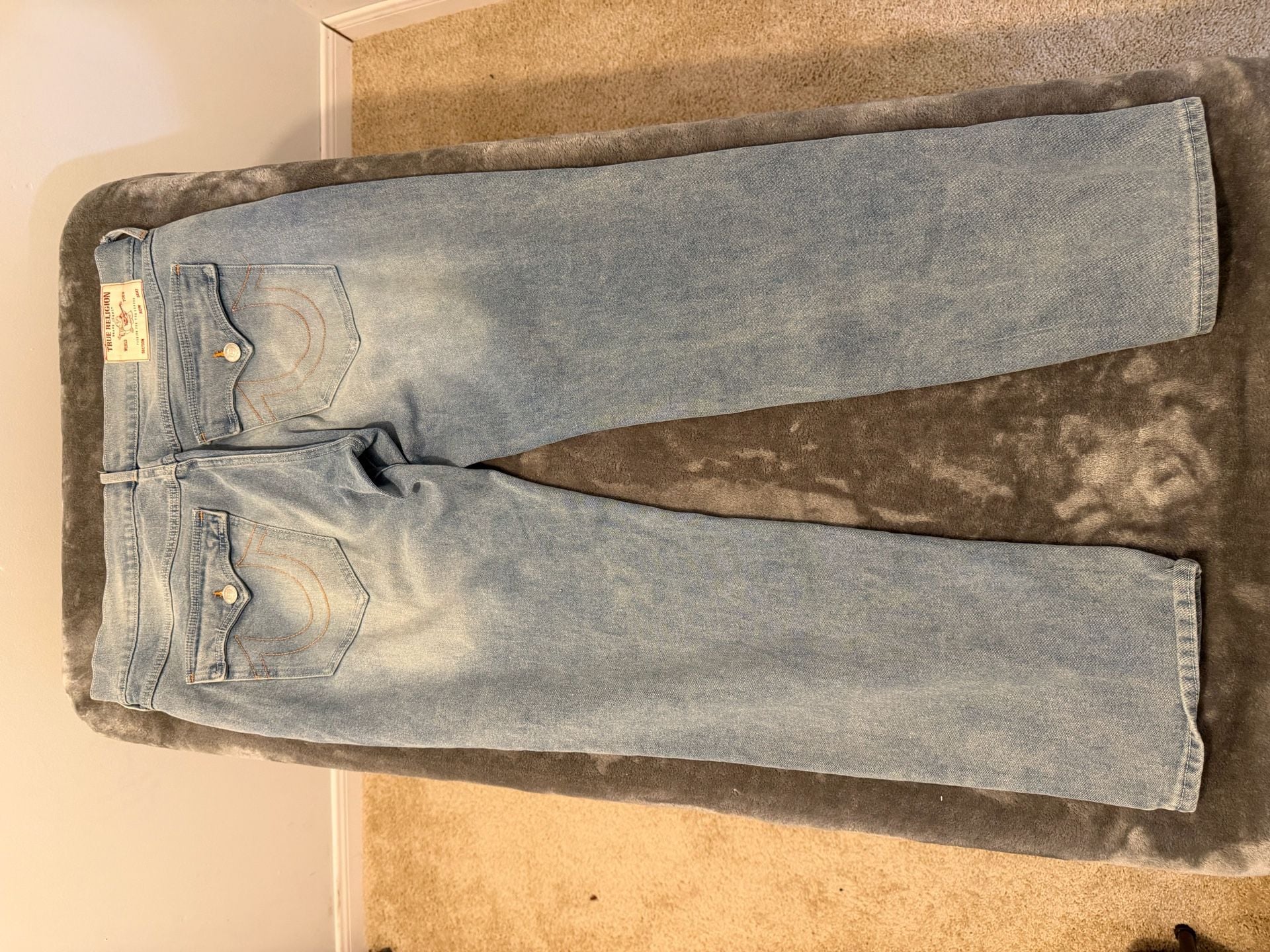 True Religion Geno Relaxed Slim Jeans Size 36 Light Wash Denim 3