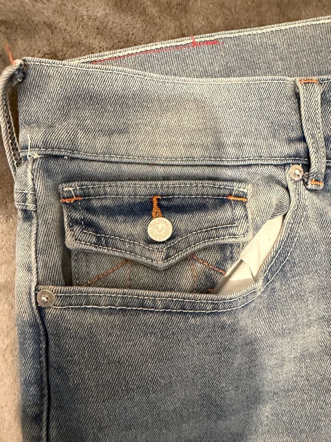 True Religion Geno Relaxed Slim Jeans Size 36 Light Wash Denim 5
