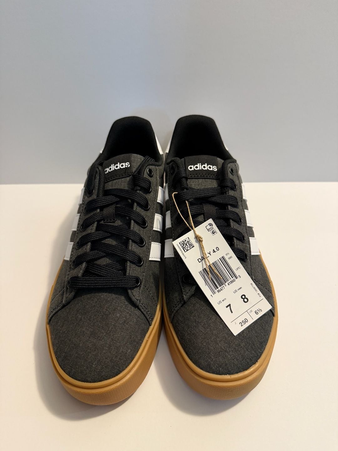 Adidas Daily 4.0 Size 7 Black White Gum Canvas Sneakers 2
