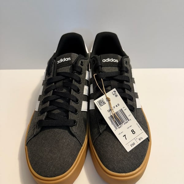 Adidas Daily 4.0 Size 7 Black White Gum Canvas Sneakers