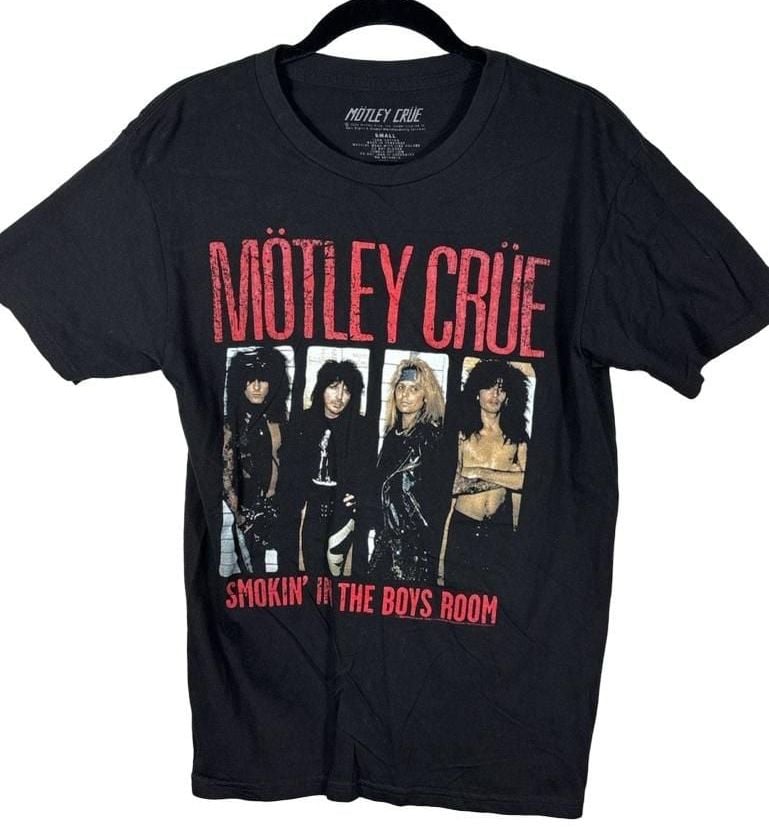 Motley Crue Smokin In The Boys Room T-Shirt Size Small Black Band Tee 2