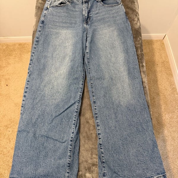 Juicy Couture Wide Leg Jeans Size 13/31 Blue Denim Heart Pockets