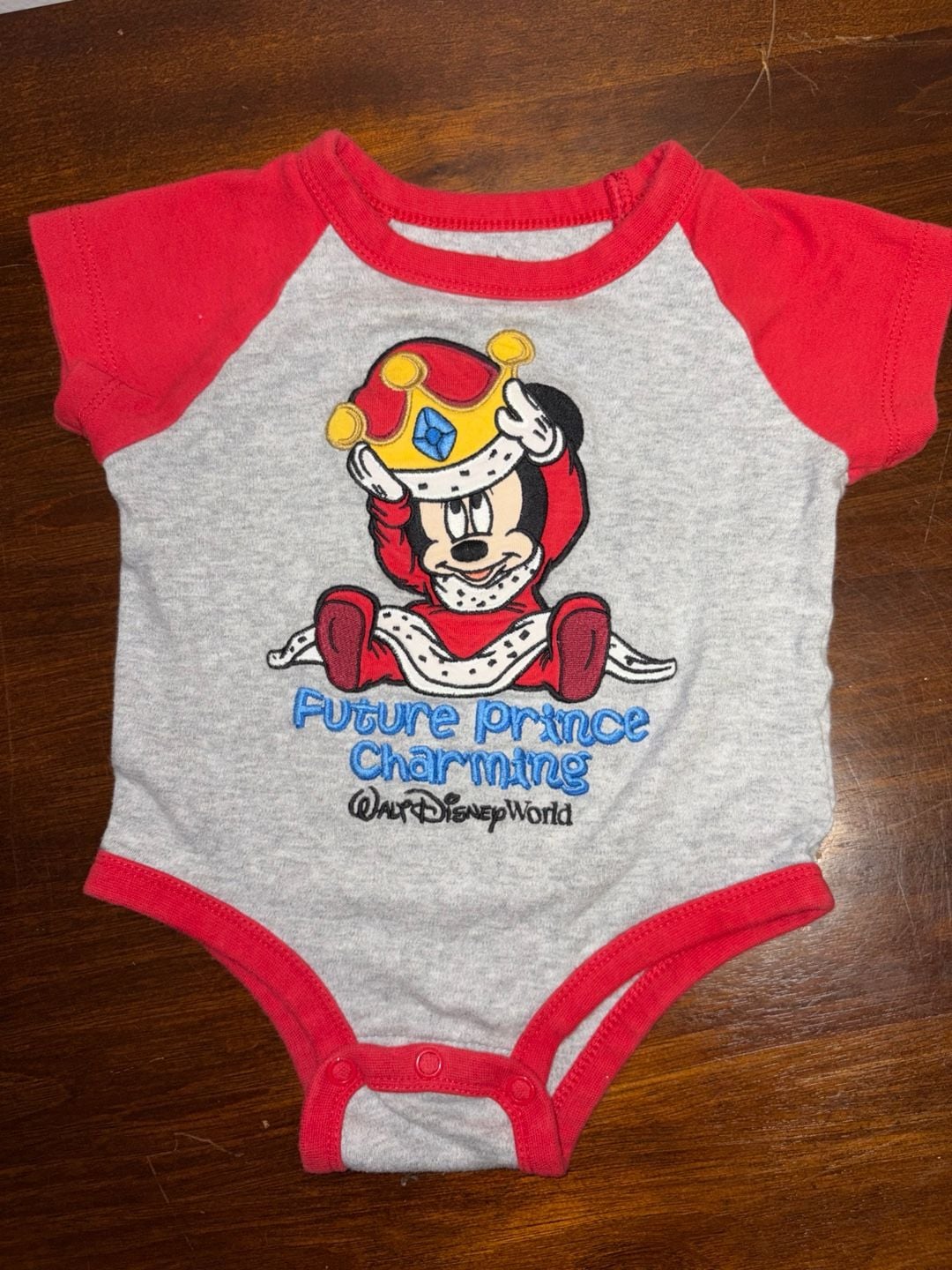 Disney Parks Mickey Mouse Future Prince Charming Size 12M Romper 1