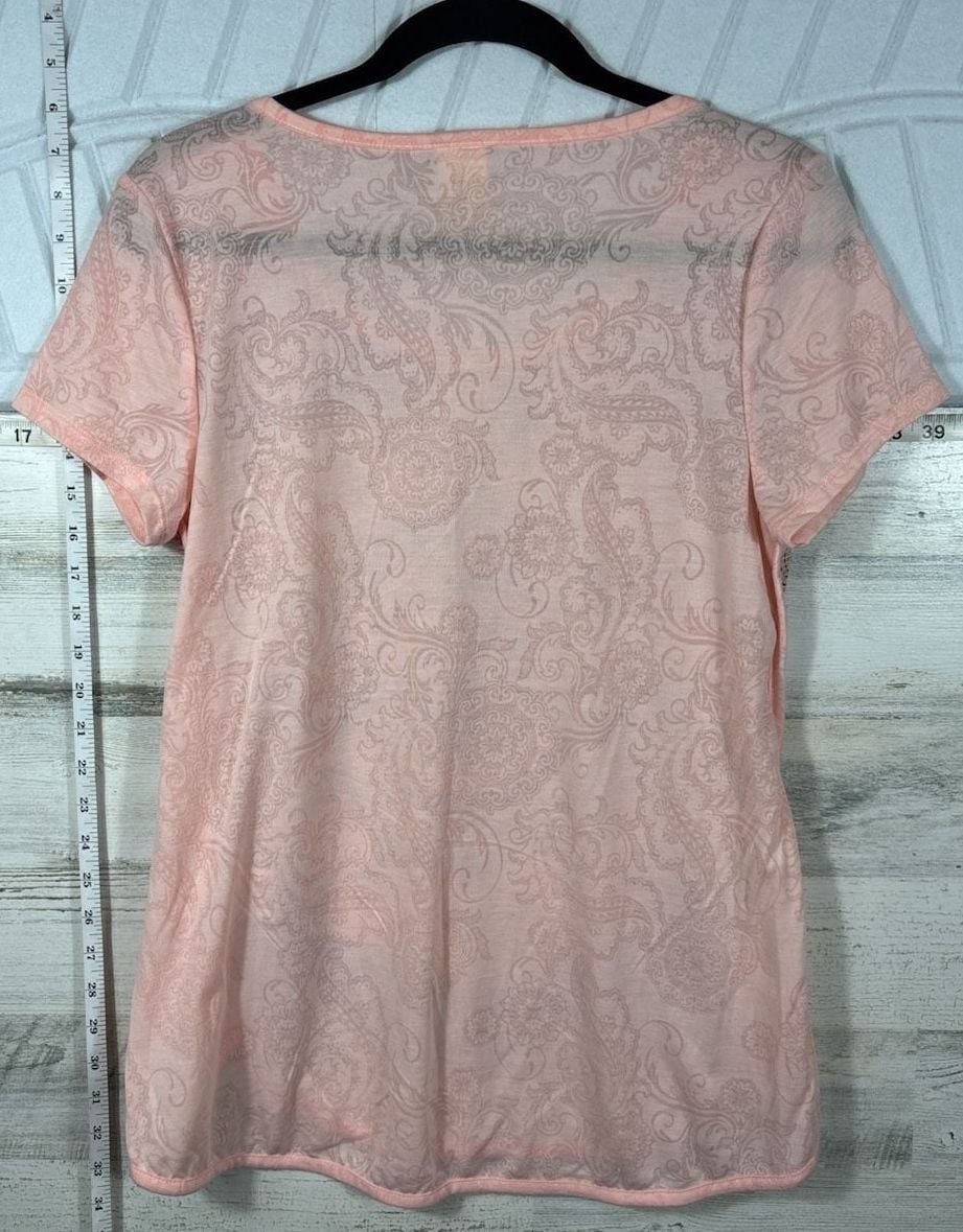 Faded Glory Short Sleeve T-Shirt Size S (4-6) Pink Burnout Medallion 6