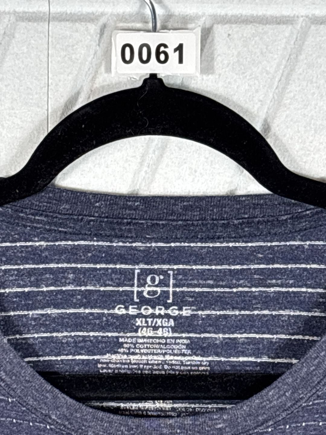 George T-Shirt Size XLT Blue Striped Crew Neck Short Sleeve Cotton Blend 4