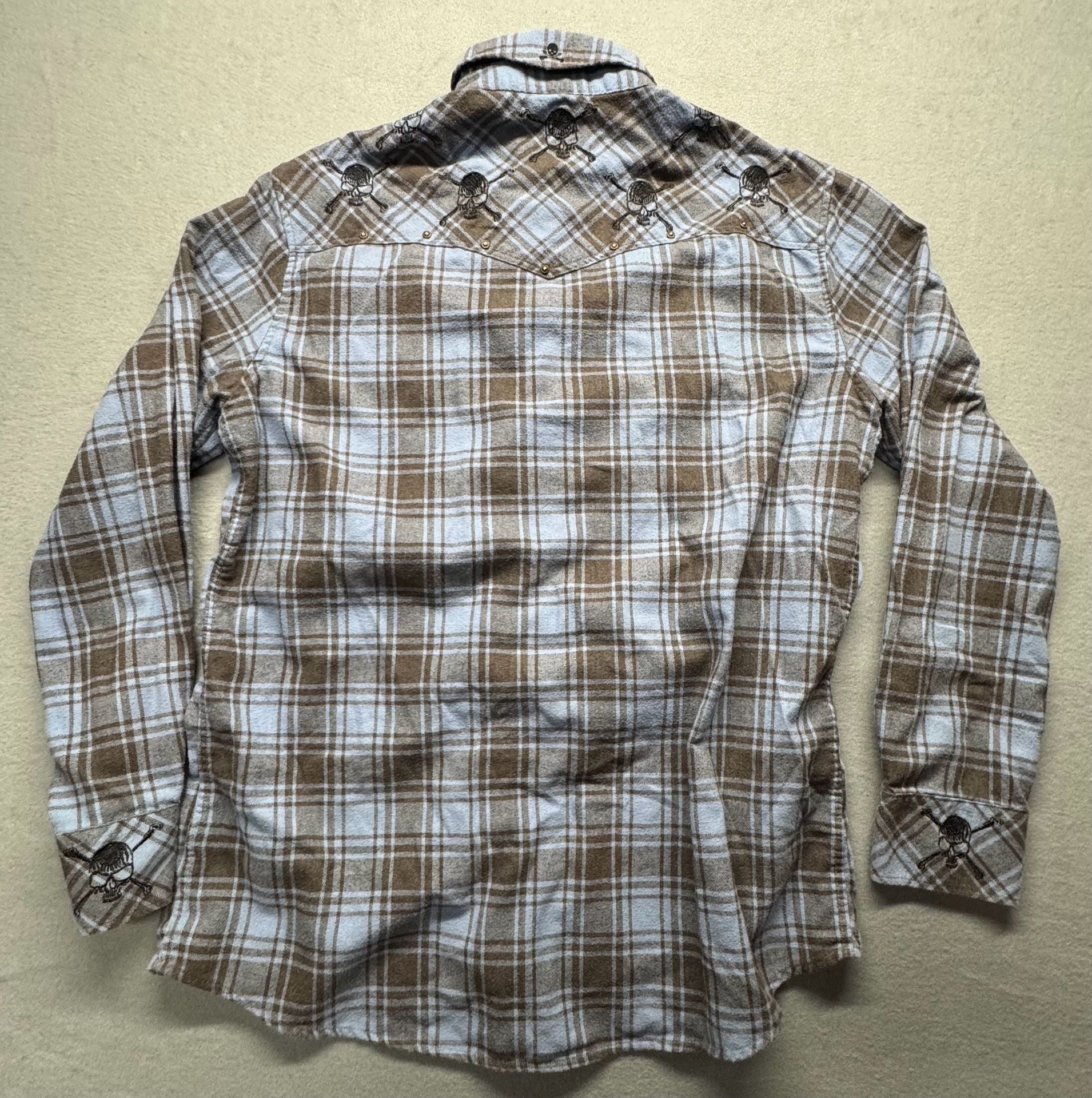 Rock Roll-n-Soul Plaid Western Pearl Snap Shirt Size XL 5