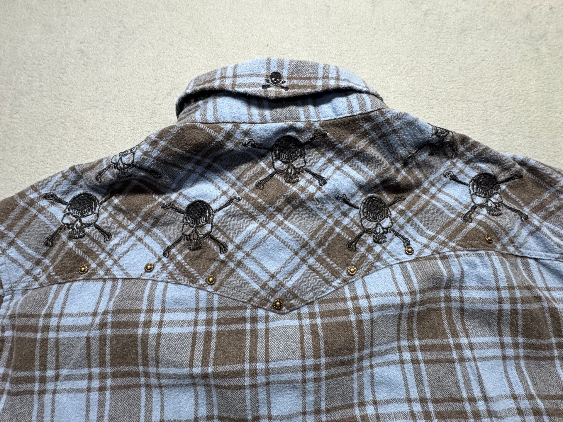 Rock Roll-n-Soul Plaid Western Pearl Snap Shirt Size XL 11
