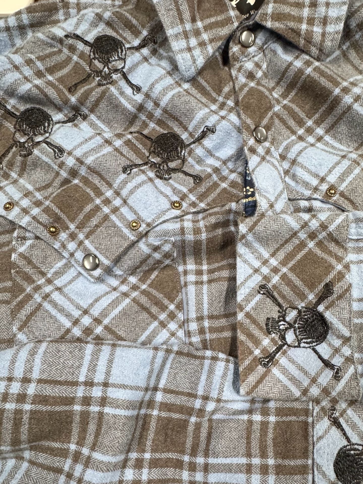 Rock Roll-n-Soul Plaid Western Pearl Snap Shirt Size XL 13