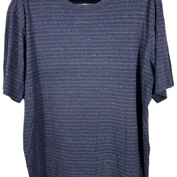 George T-Shirt Size XLT Blue Striped Crew Neck Short Sleeve Cotton Blend