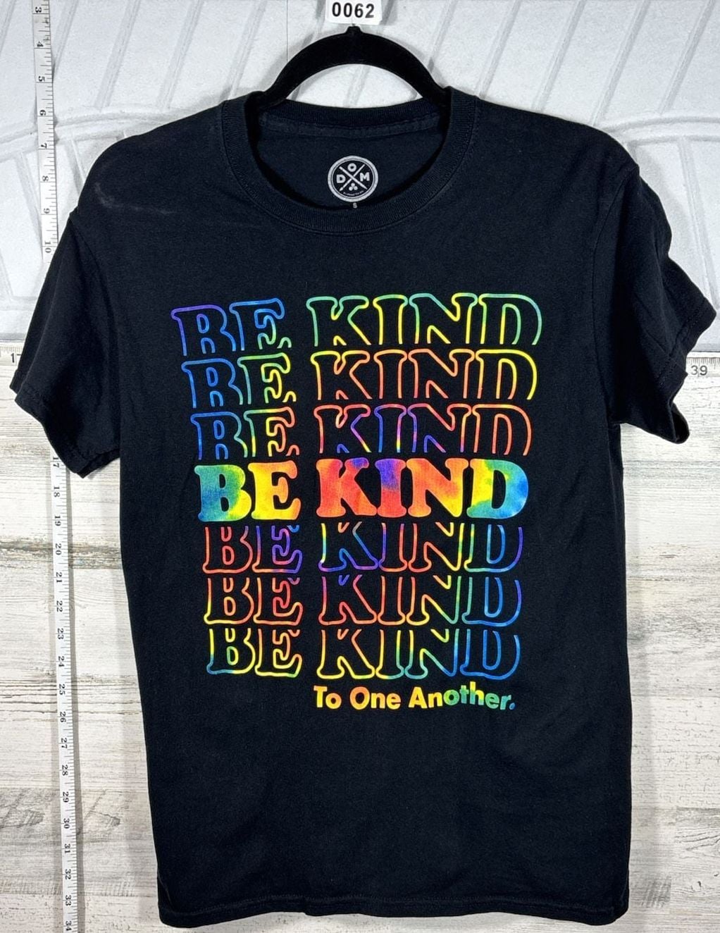 DOM Be Kind To One Another T-Shirt Size S Black Rainbow Graphic 3