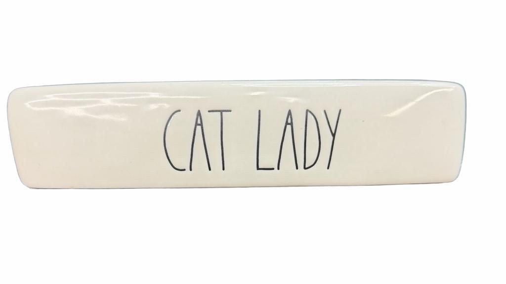 Desk decor Rae Dunn Cat Lady Ceramic Desk Plaque Sign -189- 3